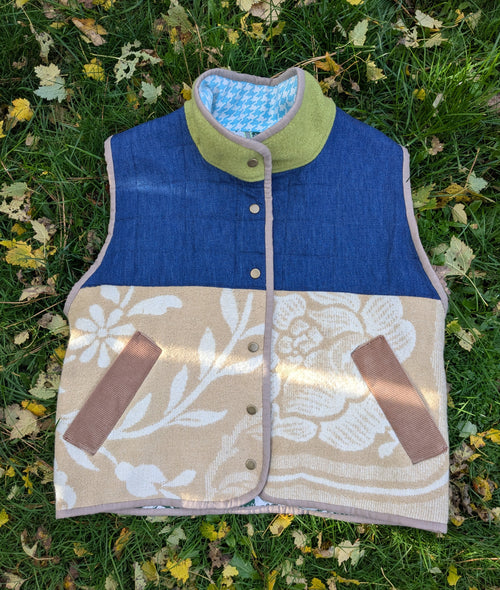 Floral Oat Wool & Dark Wash Denim M/L