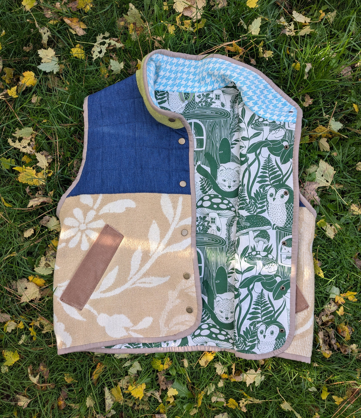 Floral Oat Wool & Dark Wash Denim M/L